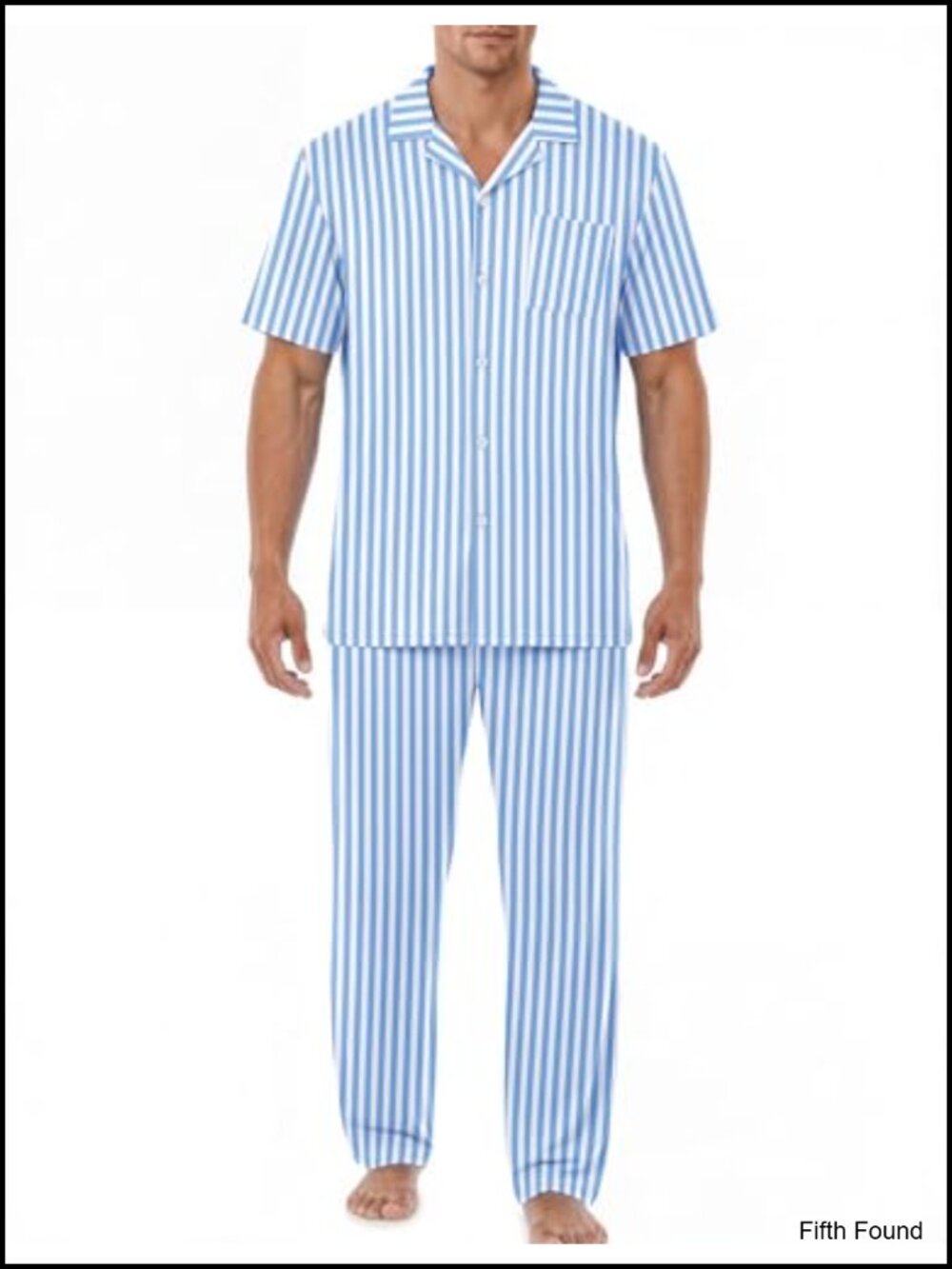 Men's Sleep Set: Button Down Short Sleeve Shirt & Long Pants Pajamas